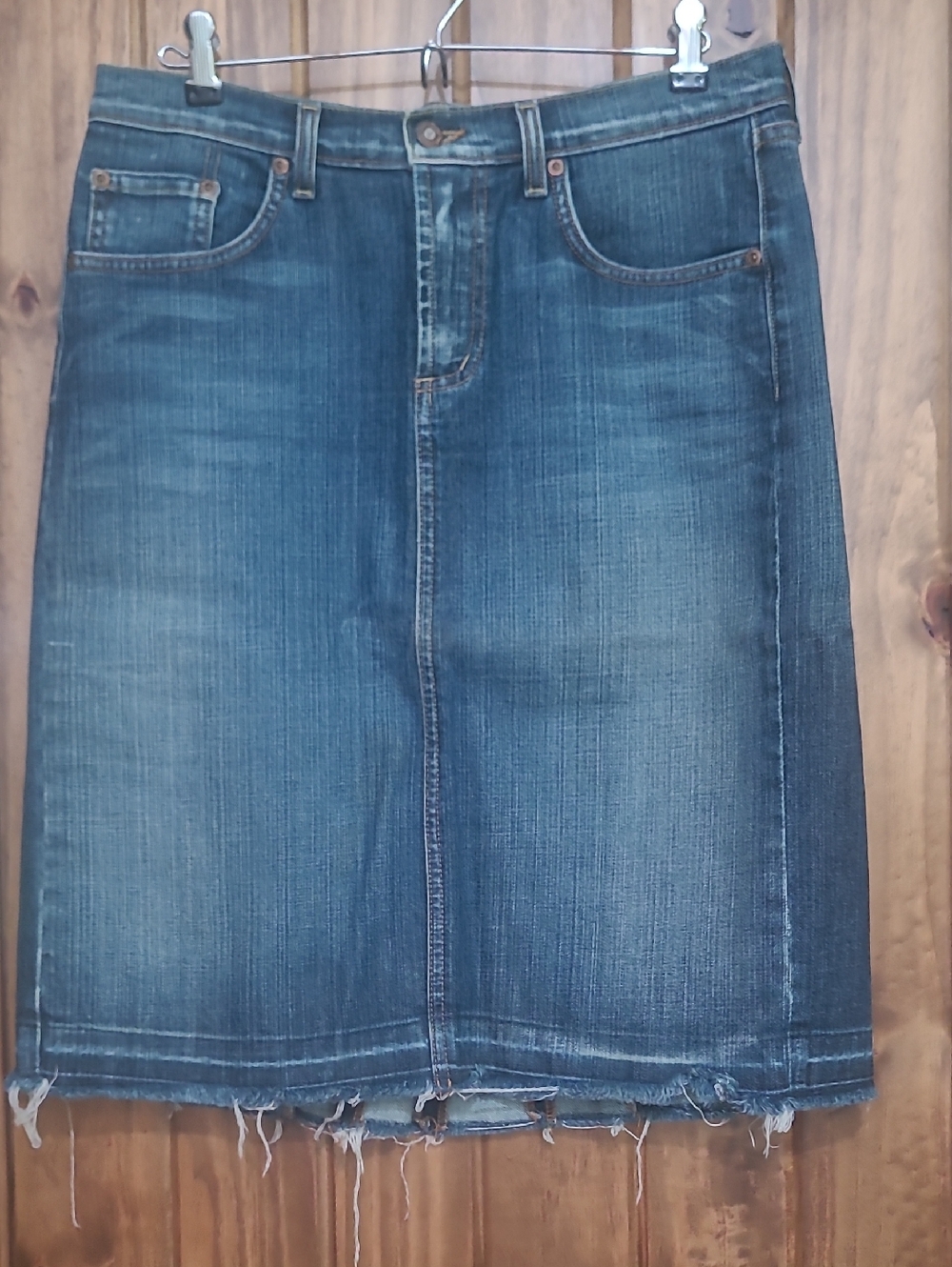 David Kahn Blue Denim Midi Pencil Skirt